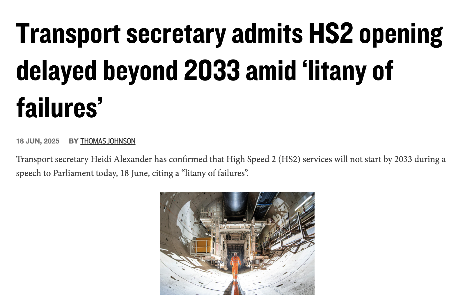 HS2 delays and failures headline