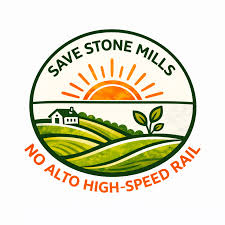 Save Stone Mills — No ALTO High-Speed Rail logo.